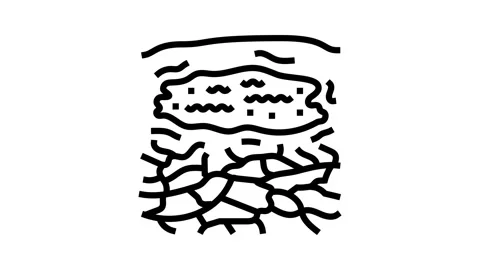 Dried landscape dirty water source line icon animation Stock Footage 326121925