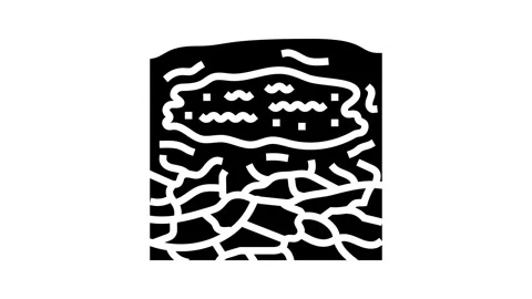 Dried landscape dirty water source glyph icon animation Stock Footage 326140410
