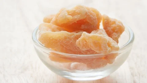Dried mango in glass bowl Stock Footage 88102435