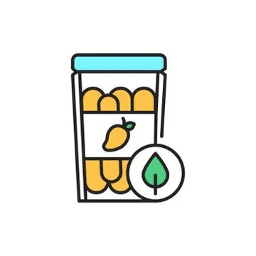 Dried mango packaging color line icon. Pictogram for web page, mobile app, pr Stock Illustration