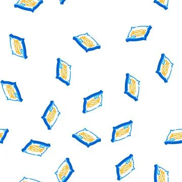Dried mango pieces bag isometric icon seamless pattern Stock Illustration