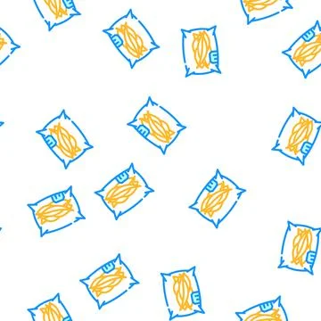 Dried mango pieces bag vector seamless pattern Stock Illustration