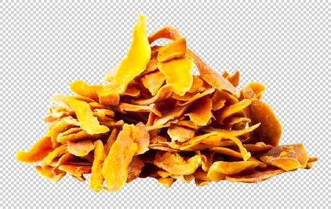 Dried mango stripes on transparent background. food 写真素材