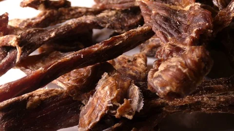 Dried meat strips Video stock 112823066