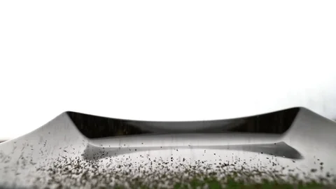 Dried Mint Rains Down on a Black Plate Stock Footage 128190112