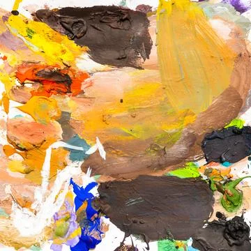 Dried multi-colored tempera paints on art palette Stock Illustration