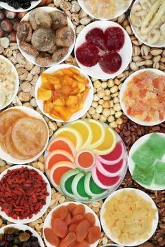 Dried Nut and Fruit Selection High in Antioxidants Stock Photos
