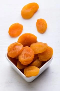 Dried peach on white table Stock Photos