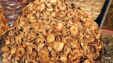 Dried pear slices to make compote, Stock Footage 264069130