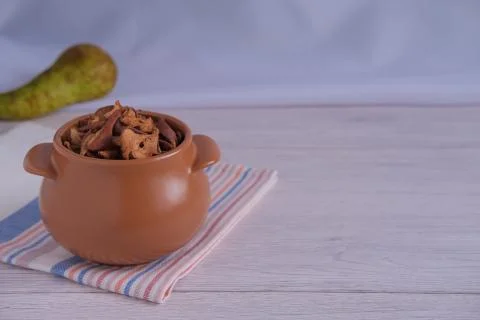 Dried pears in a pot. Stock Photos