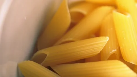 Dried Penne Pasta close up macro shot Stock Footage 288345167