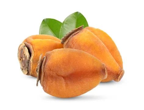 Dried persimmon with leaf  on white background Stock Photos