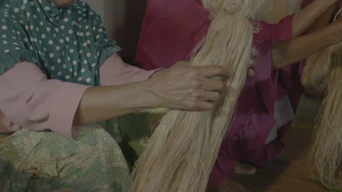 Dried pineapple leaf fiber threads 2 스톡 동영상 167373753