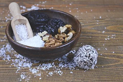 Dried plum balls Stock Photos