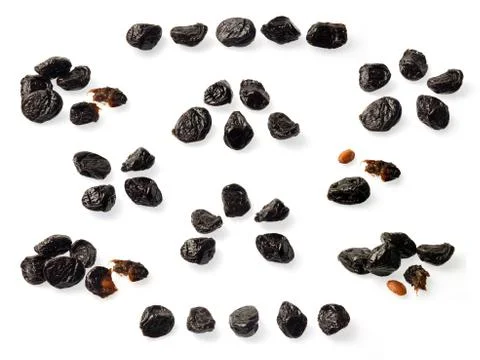 Dried plums collection Stock Photos