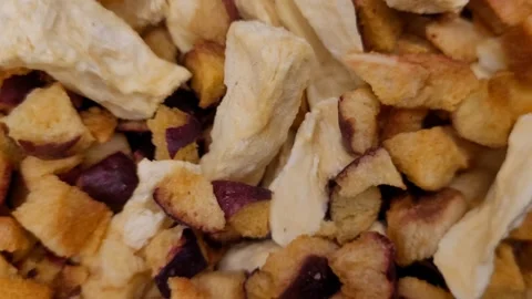 Dried portion of plum pieces and pineapples. Stock Footage 291519744