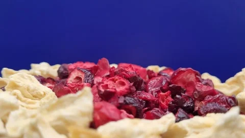 Dried portion of yummy cranberries and pineapples. Stock Footage 291519901
