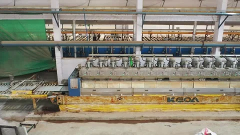 Dried processing machine of the ceramic tiles in the factory, industrial 5.0 Stock Footage 296566582