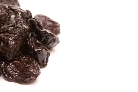 Dried Prunes on a White Background Stock Photos