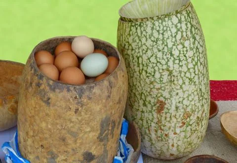 Dried pumpkins which use for storage eggs Foto stock