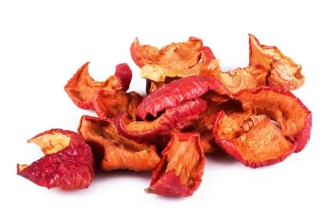Dried red apples on white background Stock Photos