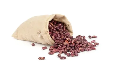 Dried red beans in canvas sack Stock Photos