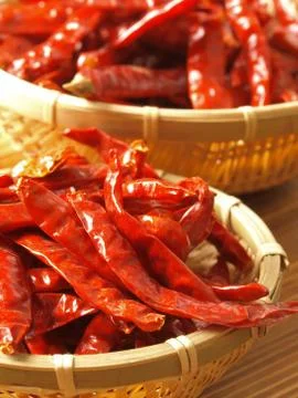 Dried red chilies Stock Photos