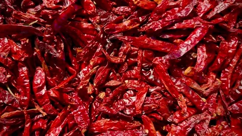 Dried Red Chillies Close-Up – Organic Spice Texture Footage Stock Footage 340407728
