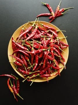 Dried red hot chili pepper Foto stock