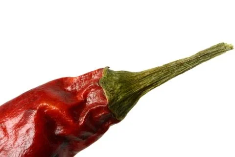 Dried red hot chilli pepper isolated super macro shot Stock Photos