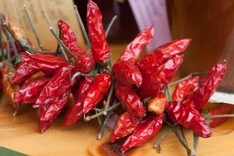 Dried red peppers Stock Photos