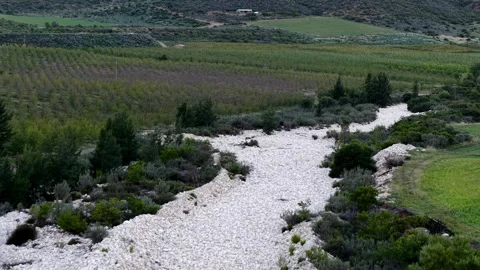 Dried Riverbed with White Rocks in the Karoo Stock Footage 343628041
