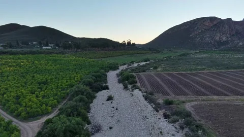 Dried Riverbed with White Rocks in the Karoo Stock Footage 343628196