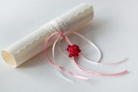 Dried rose bud bundle invitation and lace Stock Photos