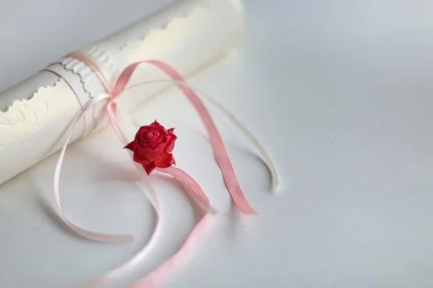 Dried rose bud bundle invitation and lace Stock Photos