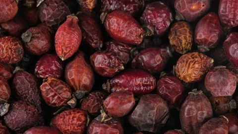 Dried rose hips berries close up, rotation Stock Footage 182831928