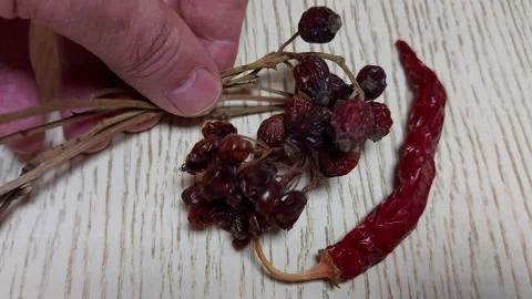 Dried Rose Hips Red Pepper Benefits Stock Footage 303909371