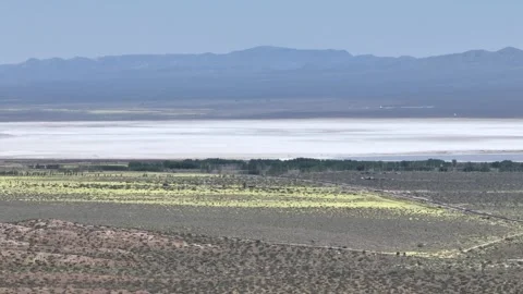 Dried Salt Lake Bed Drone Aerial Footage Video stock 335392991