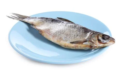 Dried salted roach fish isolated on white Stock Photos