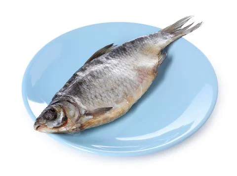 Dried salted roach fish isolated on white Stock Photos