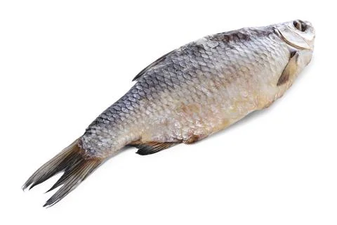 Dried salted roach fish isolated on white Stock Photos