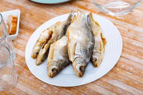 Dried salted roach Stock Photos