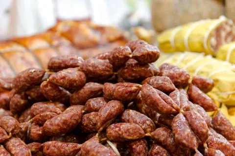 Dried sausages Stock Photos