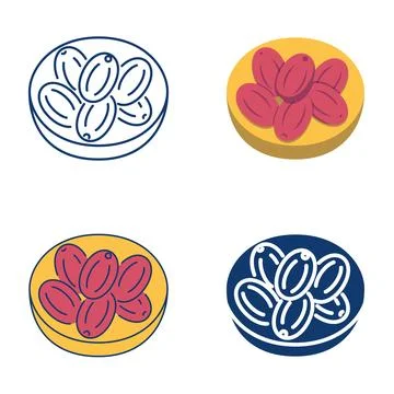 Dried senjed fruit icon set Stock Illustration