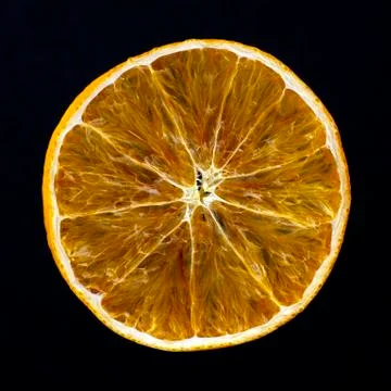 Dried slice of orange on a dark background Stock Photos