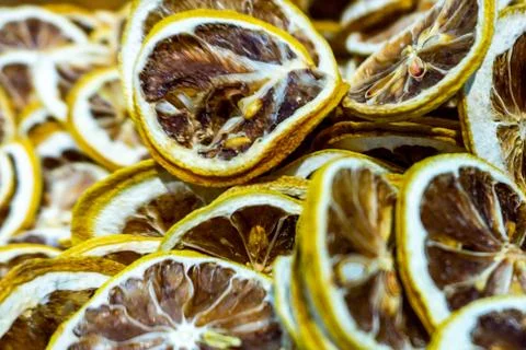 Dried Sliced Lemons Focused Stock Photos