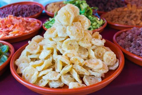 Dried sliced pineapple Fotos Stock