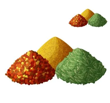 Dried spices isolated on white background. Detailed Vector Icon Stock Illustration