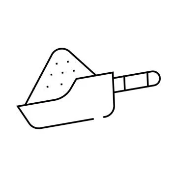 Dried spices on scapula line icon vector illustration Stock Illustration