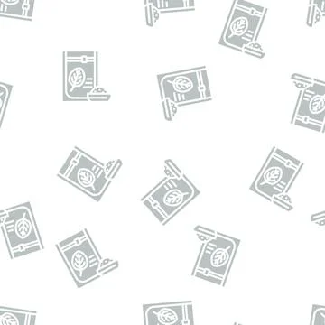 Dried spinach glyph vector seamless pattern Stock Illustration
